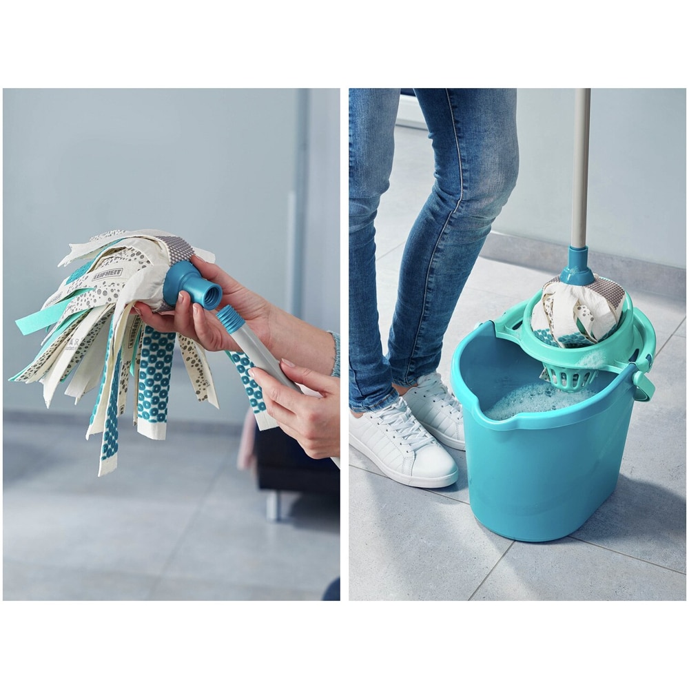 Set galeata cu storcator + mop + maner LEIFHEIT Power, turcoaz