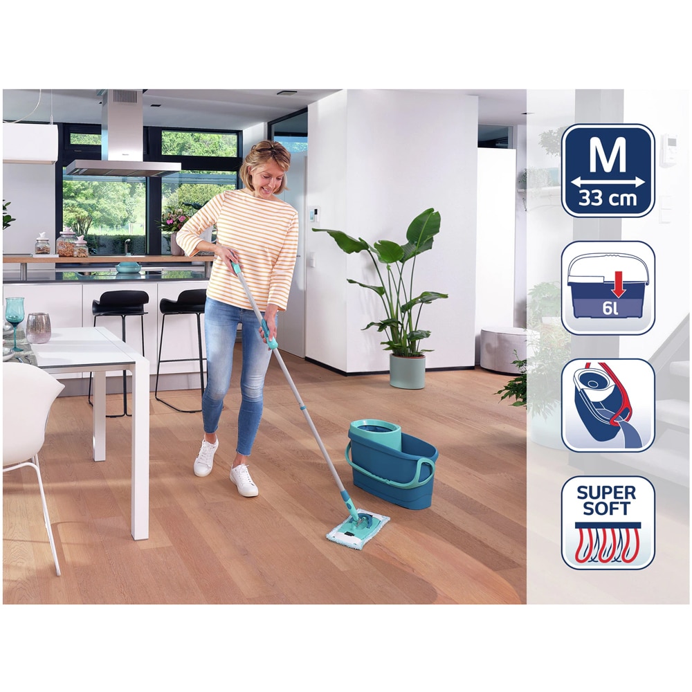 Set galeata cu storcator + mop + maner LEIFHEIT Clean Twist, verde