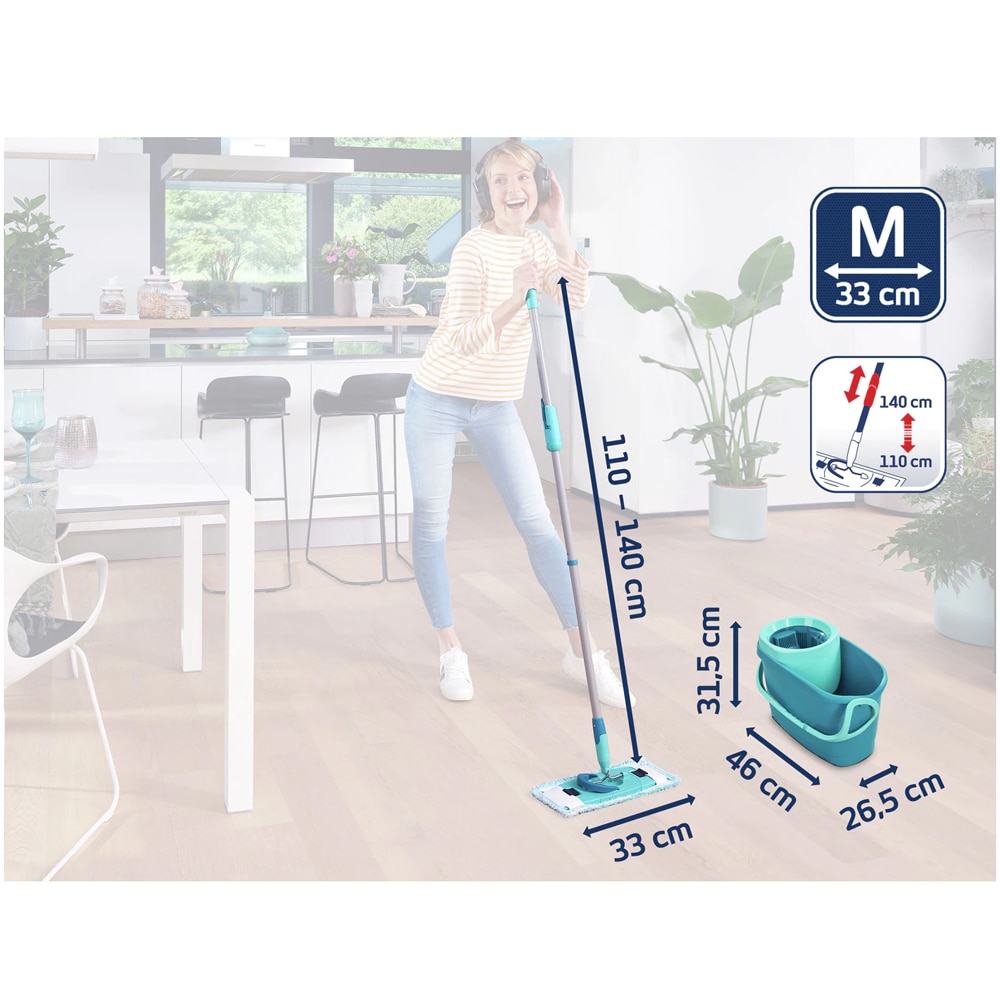Set galeata cu storcator + mop + maner LEIFHEIT Clean Twist, verde