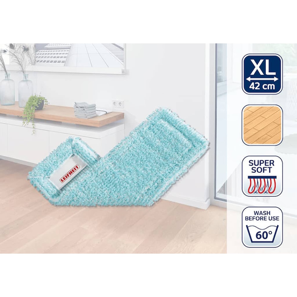 Rezerva mop plat LEIFHEIT Profi Super Soft, 42 cm, turcoaz