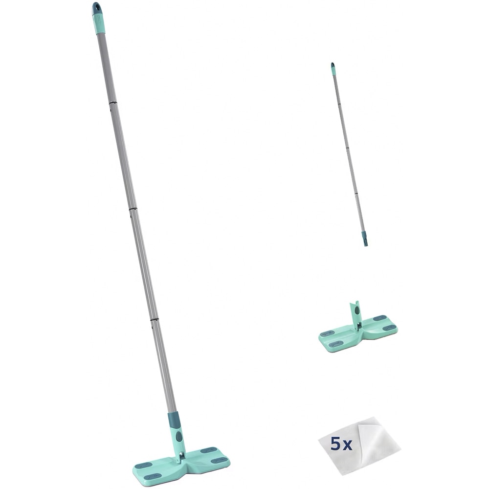 Set mop + maner + 5 rezerve LEIFHEIT Clean & Away, 25 cm, turcoaz-gri