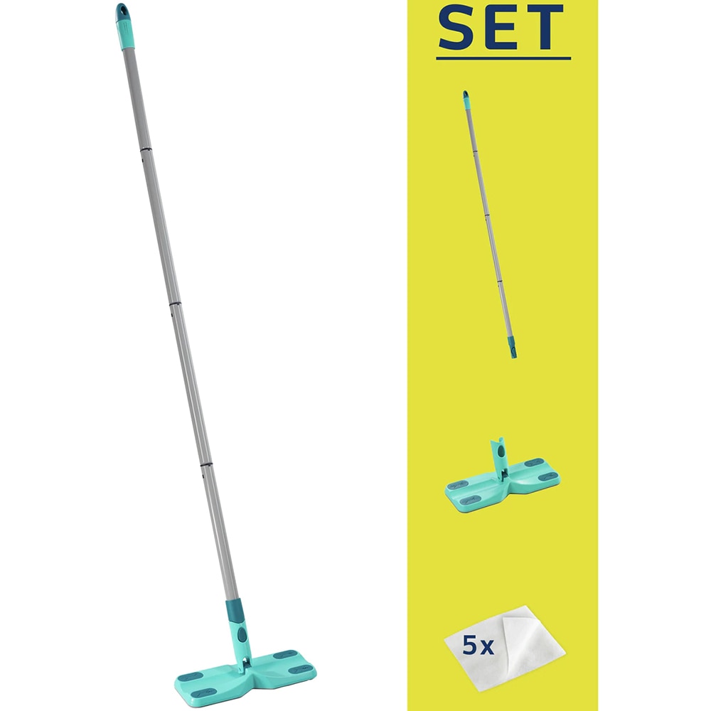 Set mop + maner + 5 rezerve LEIFHEIT Clean & Away, 25 cm, turcoaz-gri