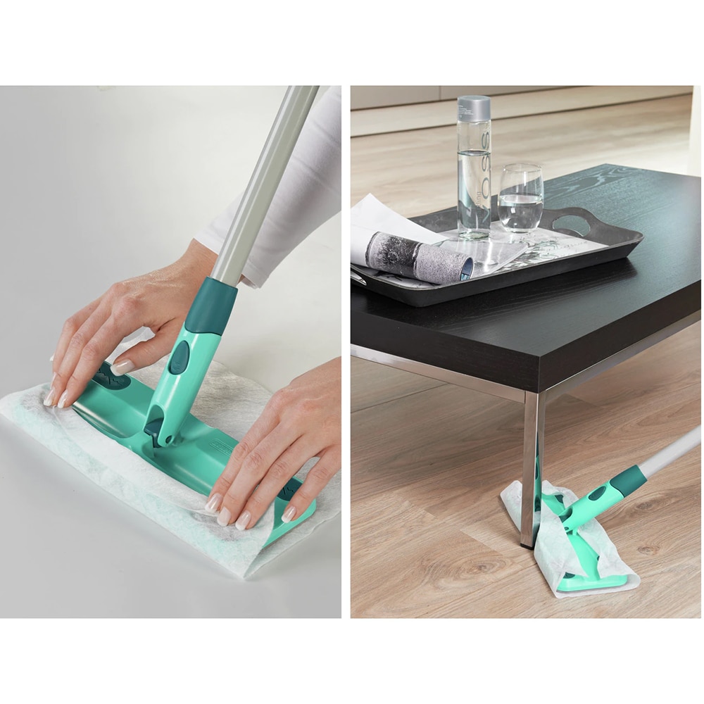 Set mop + maner + 5 rezerve LEIFHEIT Clean & Away, 25 cm, turcoaz-gri