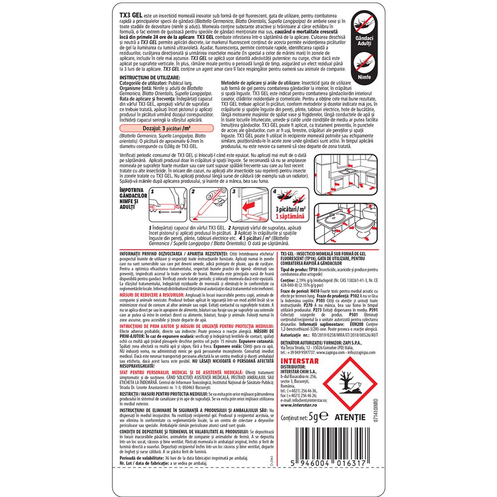 Gel impotriva gandacilor AROXOL TX3, Seringa, 5 g