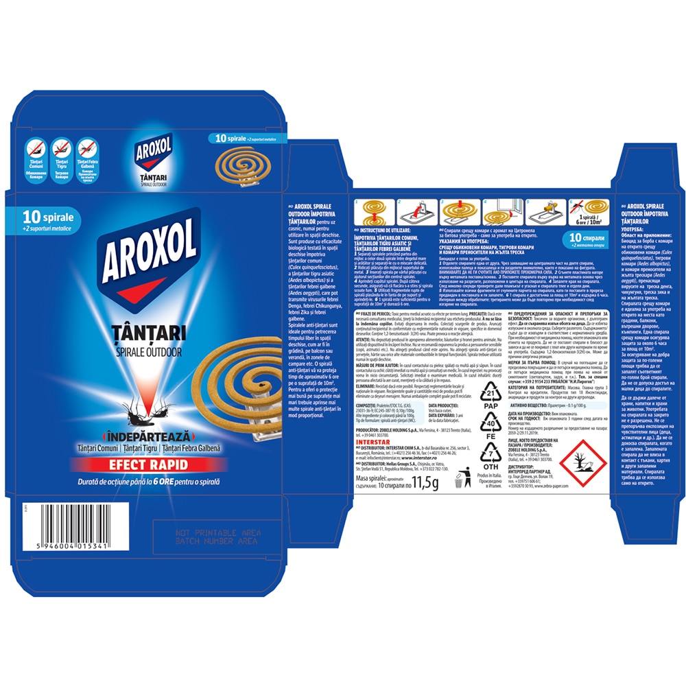 Spirale impotriva tantarilor AROXOL, 10 buc