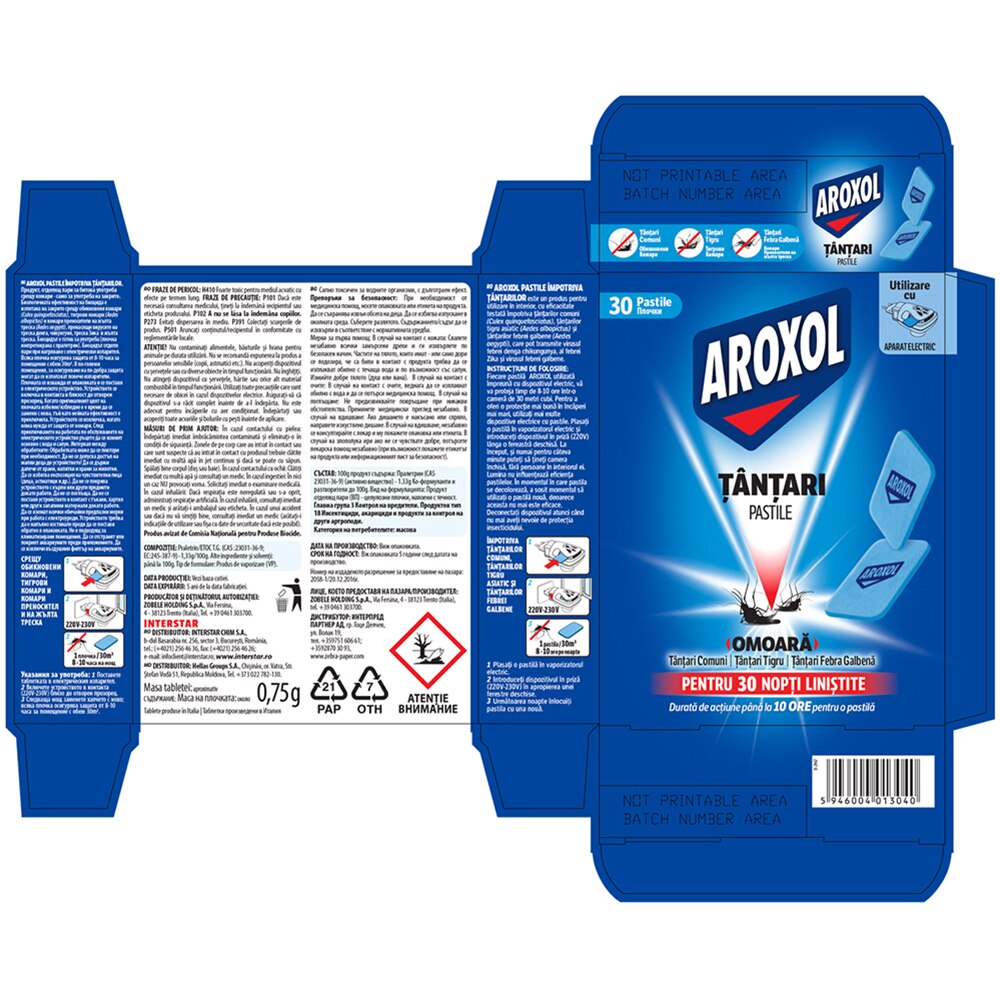Pastile impotriva tantarilor AROXOL, 30 buc