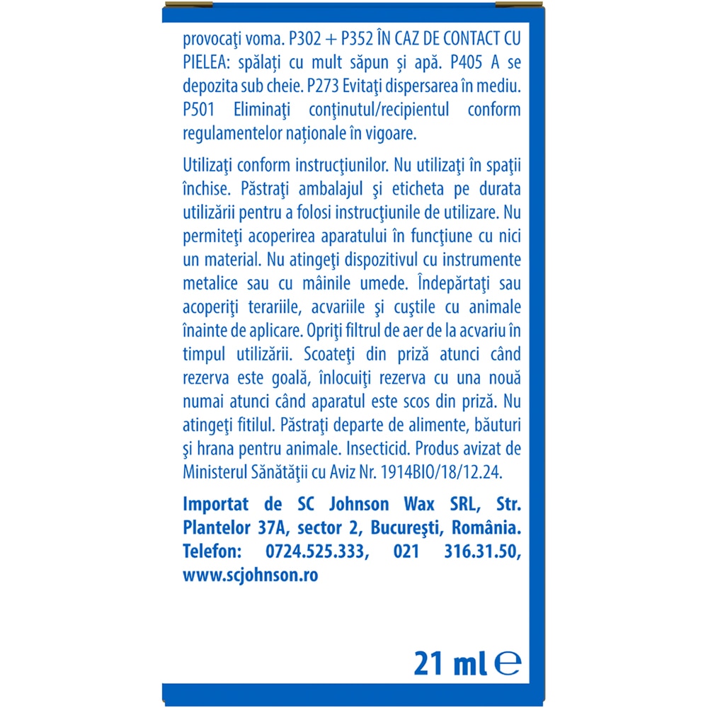 Rezerva aparat electric anti-tantari RAID, 30 nopti, 21 ml
