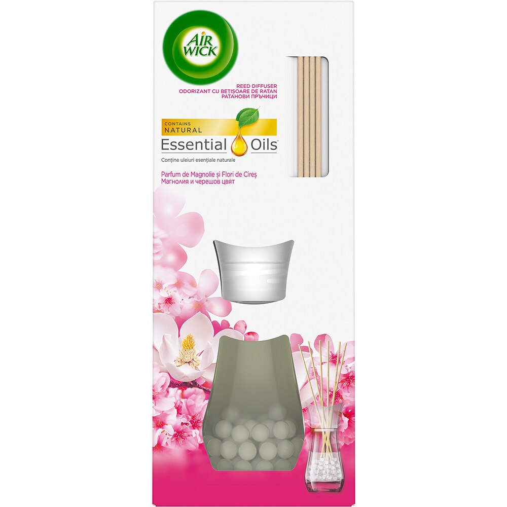 Odorizant cu betisoare AIR WICK Reed Diffuser, Magnolie si Flori de cires, 25 ml