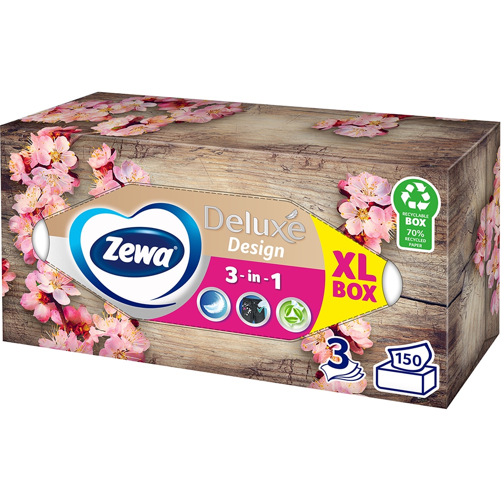 Servetele faciale ZEWA Deluxe Design, 3 straturi, 150 bucati