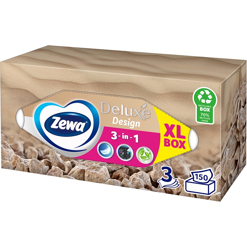 Servetele faciale ZEWA Deluxe Design, 3 straturi, 150 bucati