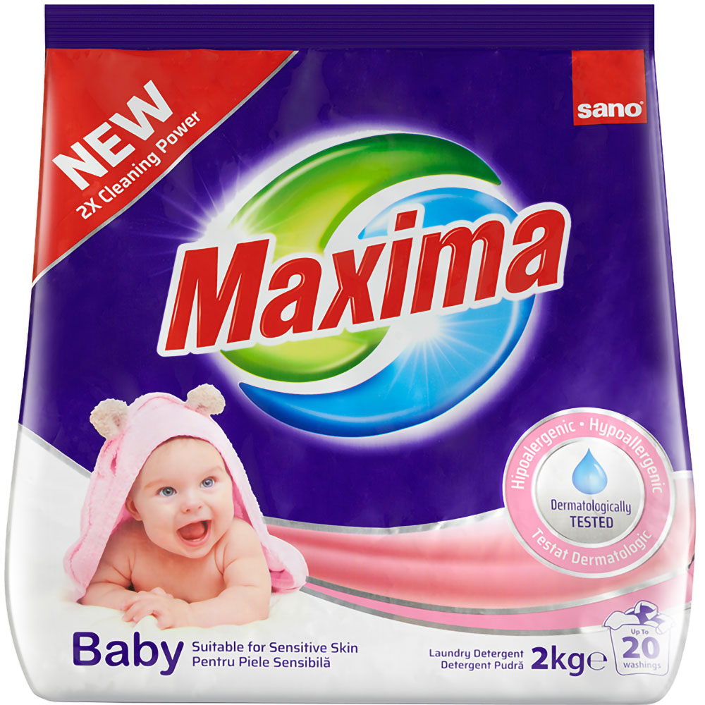 Detergent automat pentru piele sensibila SANO Maxima Baby, 2 kg, 20 spalari