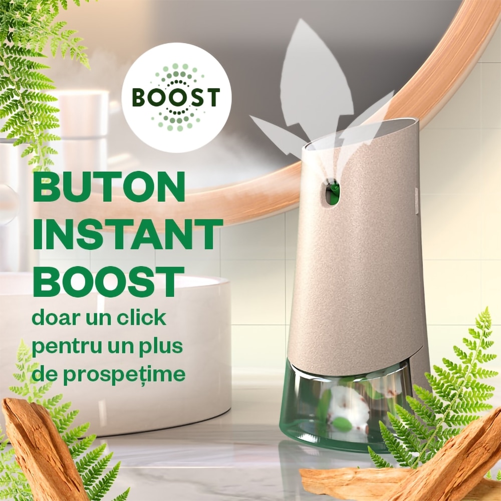 Kit odorizant de camera automat fara aerosoli AIR WICK, Lemn de Santal Proaspat, 228 ml