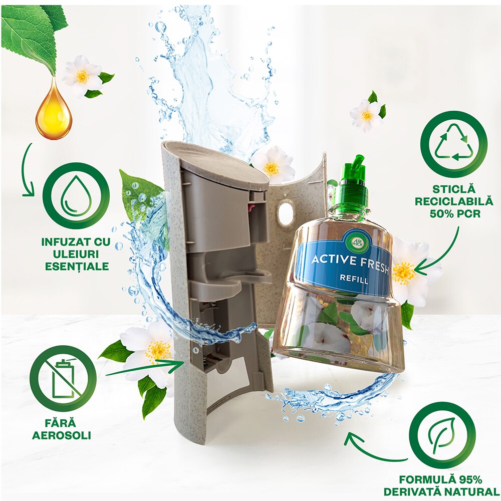 Rezerva odorizant de camera spray automat fara aerosoli AIR WICK Naturmatic, Zmeura si Lamaie verde, 228 ml