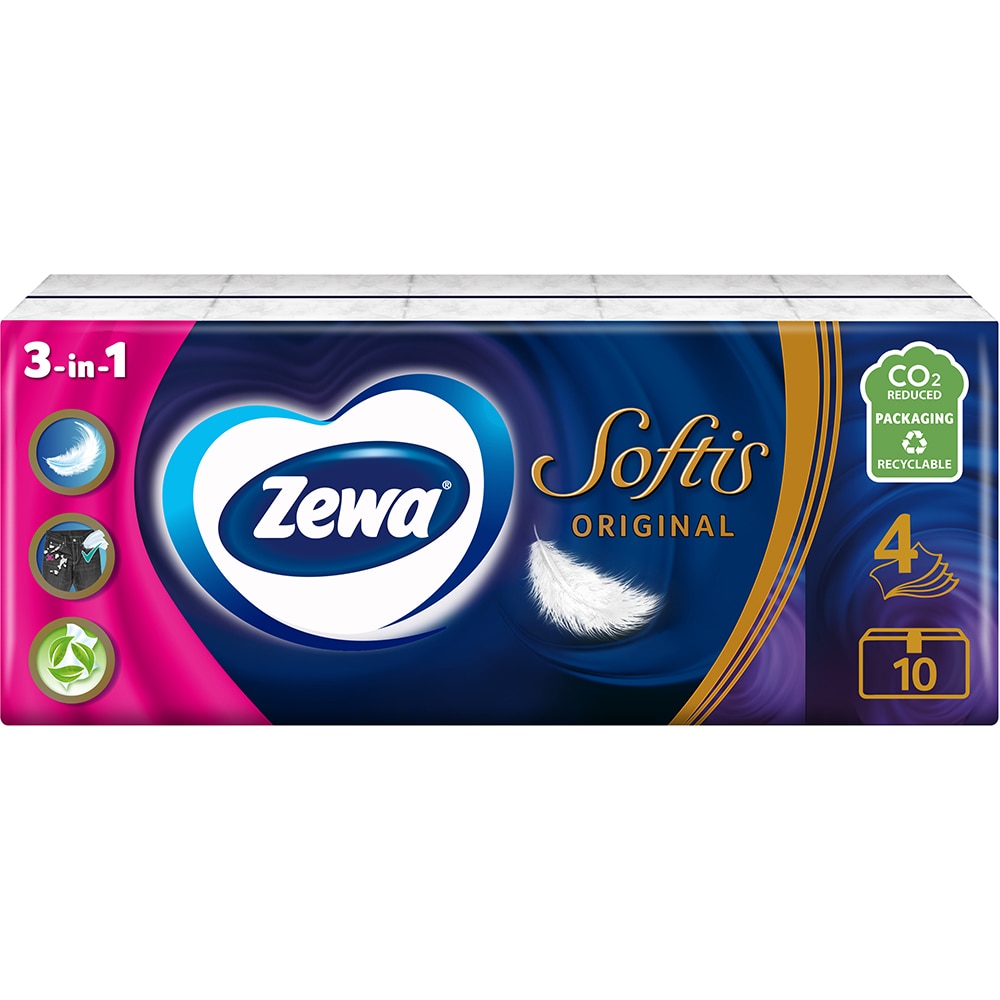 Servetele nazale ZEWA Softis Neutral, 4 straturi, 10 pachete