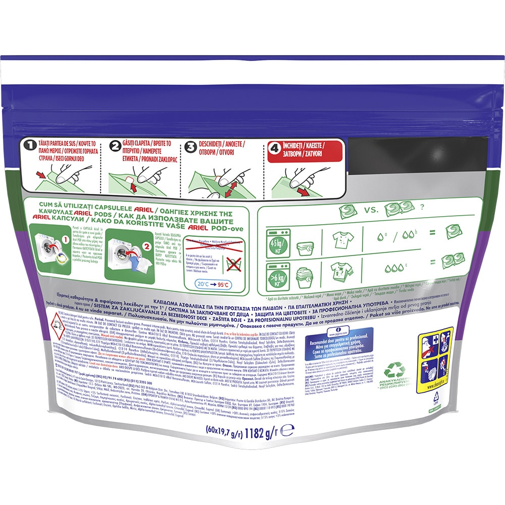 Detergent capsule ARIEL Professional All in1 PODS Color+, 60 spalari