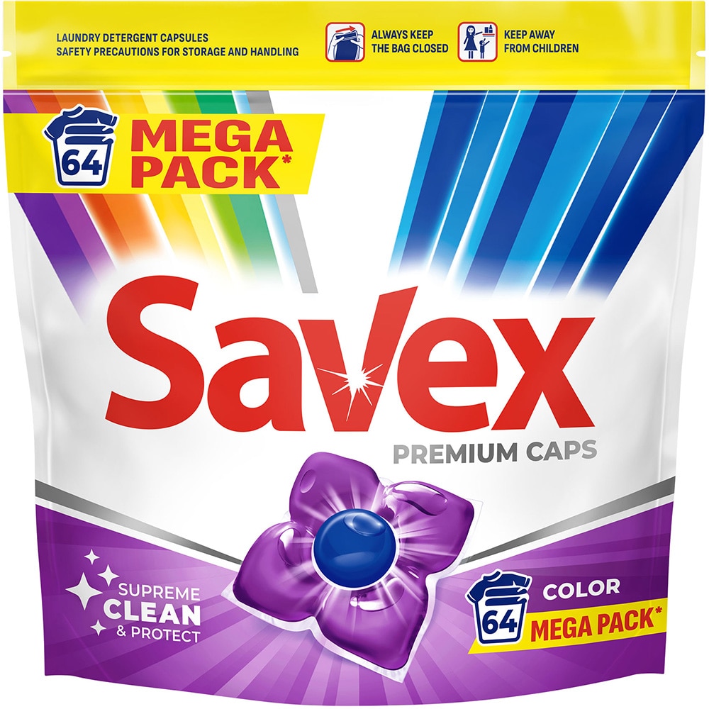 Detergent capsule SAVEX Premium Caps Color, 64 spalari