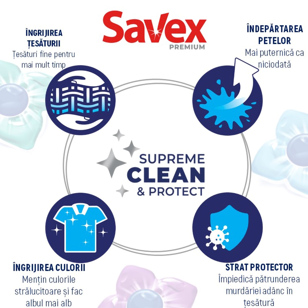 Detergent capsule SAVEX Premium Caps Color, 64 spalari