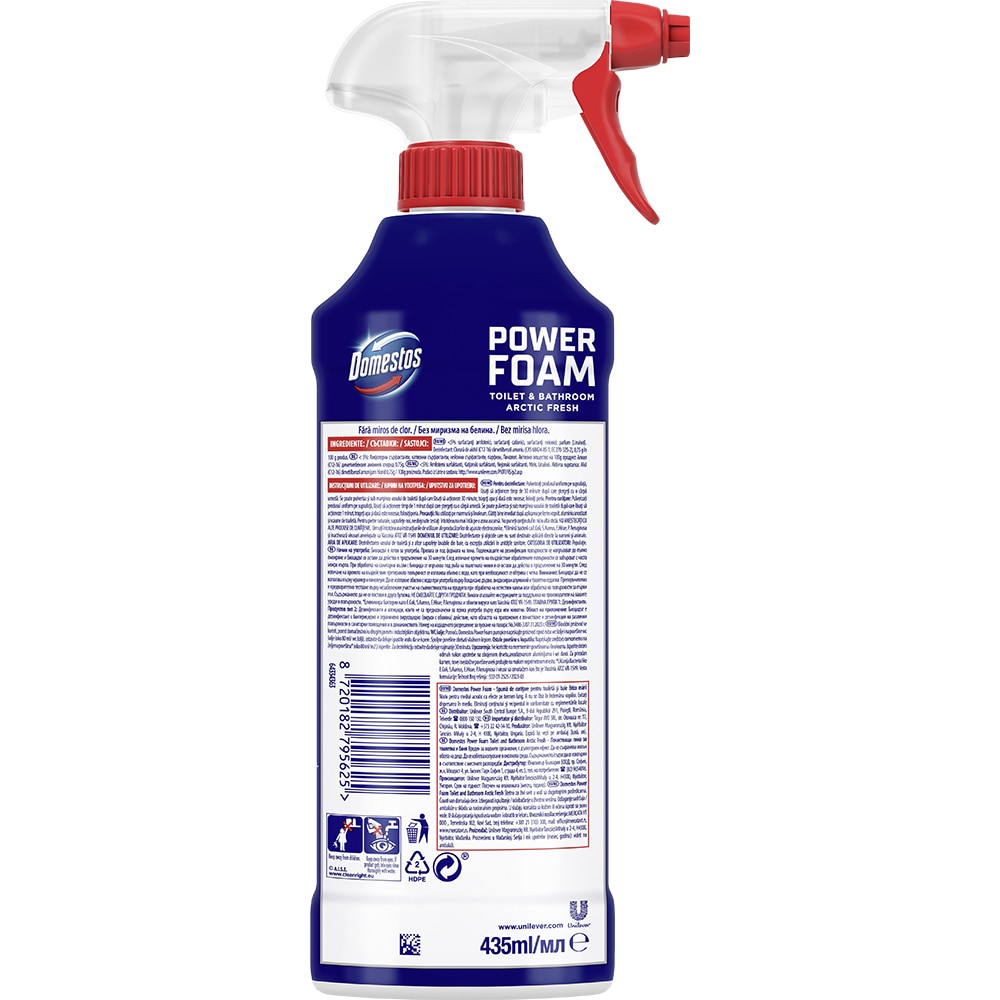 Solutie de curatare baie DOMESTOS Power Foam Spray, Arctic Fresh, 435 ml