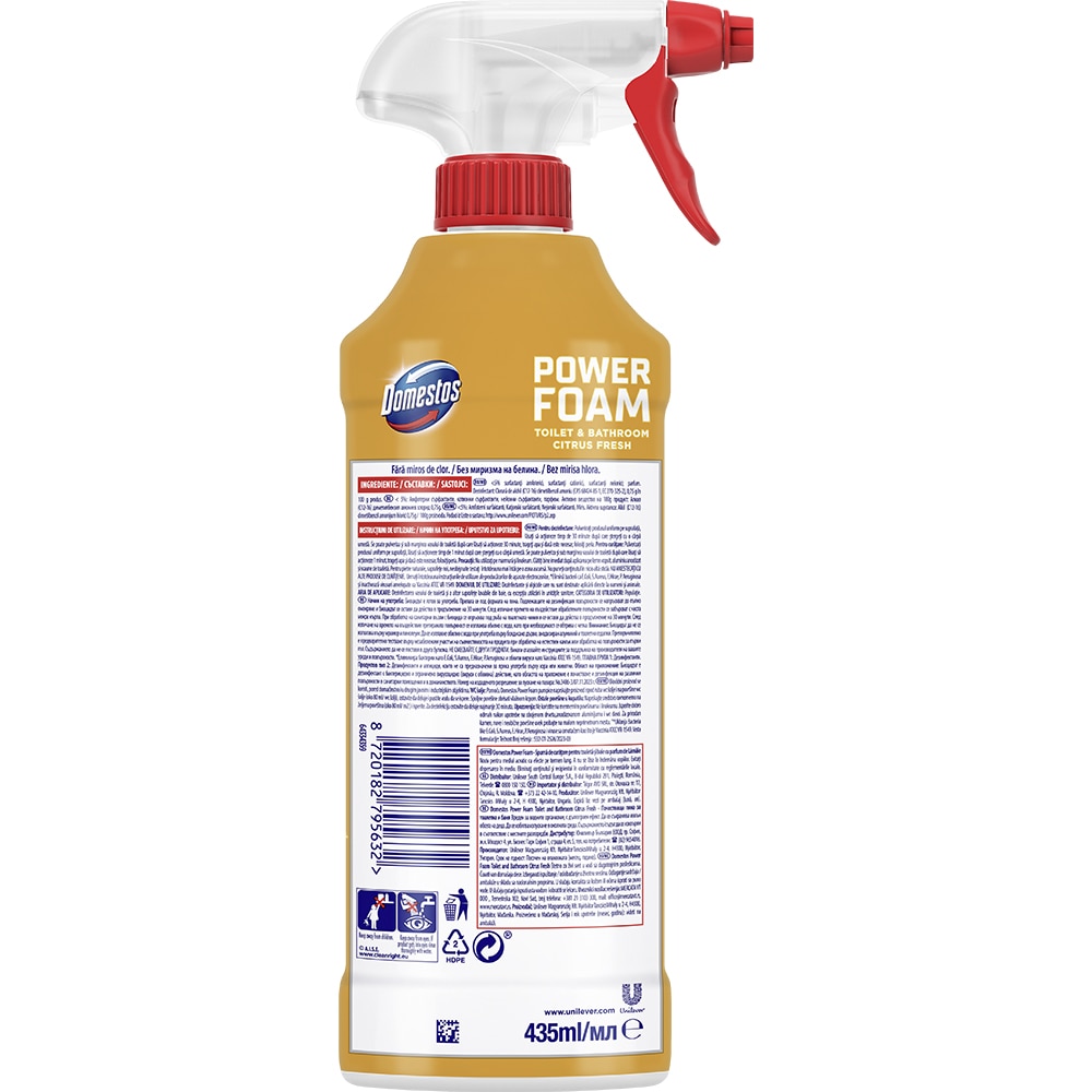 Solutie de curatare baie DOMESTOS Power Foam Spray, Citrus Blast, 435 ml