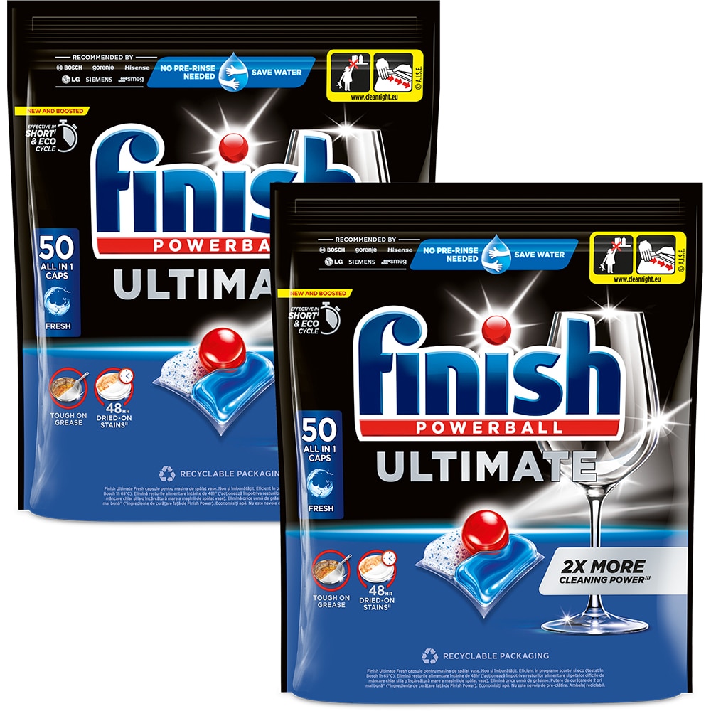 Detergent pentru masina de spalat vase FINISH Ultimate All In 1, 2 x 50 tablete
