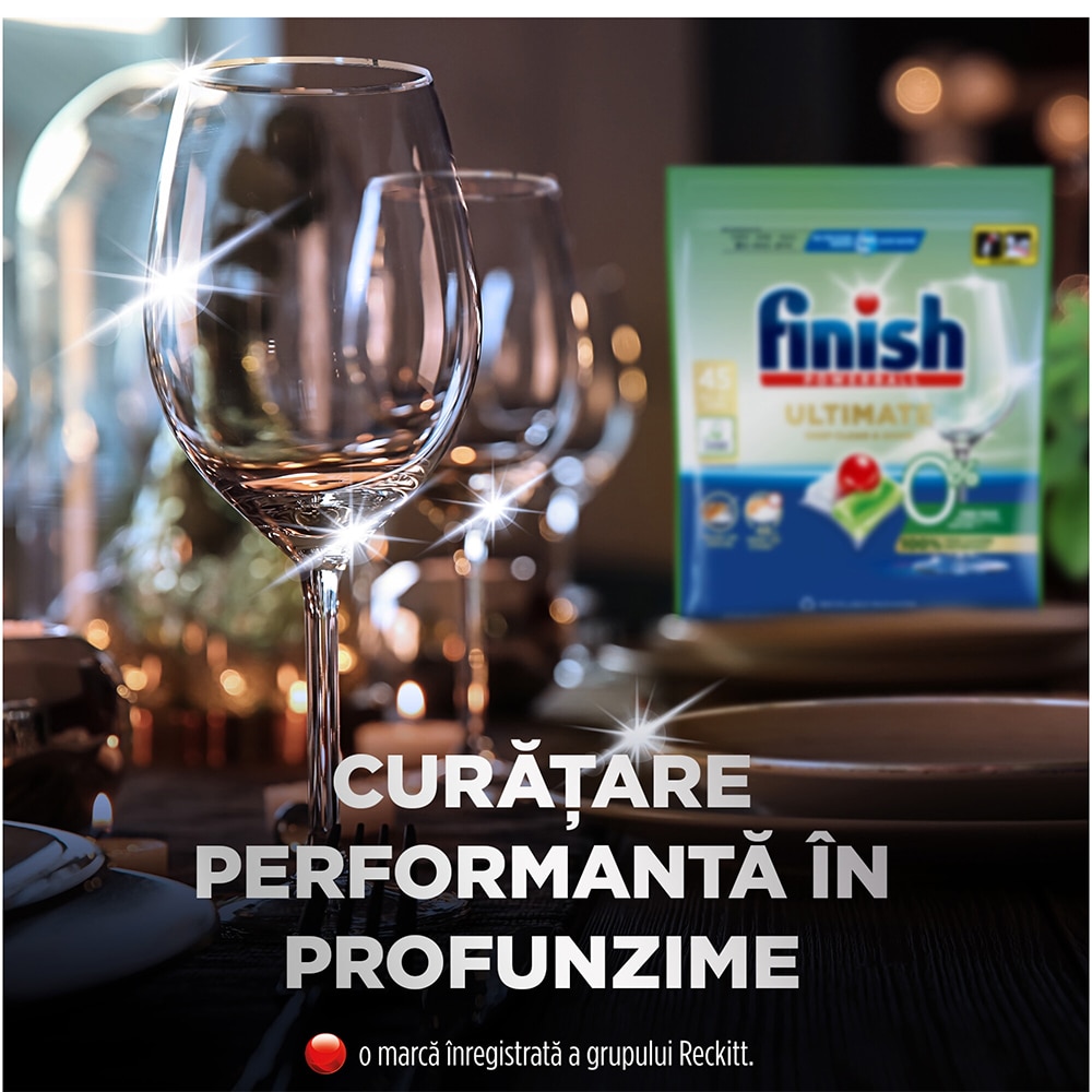 Detergent pentru masina de spalat vase Finish Ultimate All in 1 Eco 0%, 45 capsule