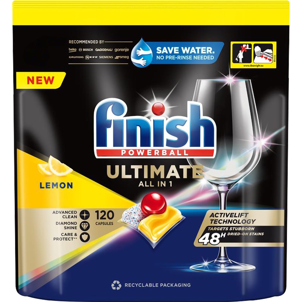 Detergent pentru masina de spalat vase FINISH Ultimate Lemon, 120 capsule
