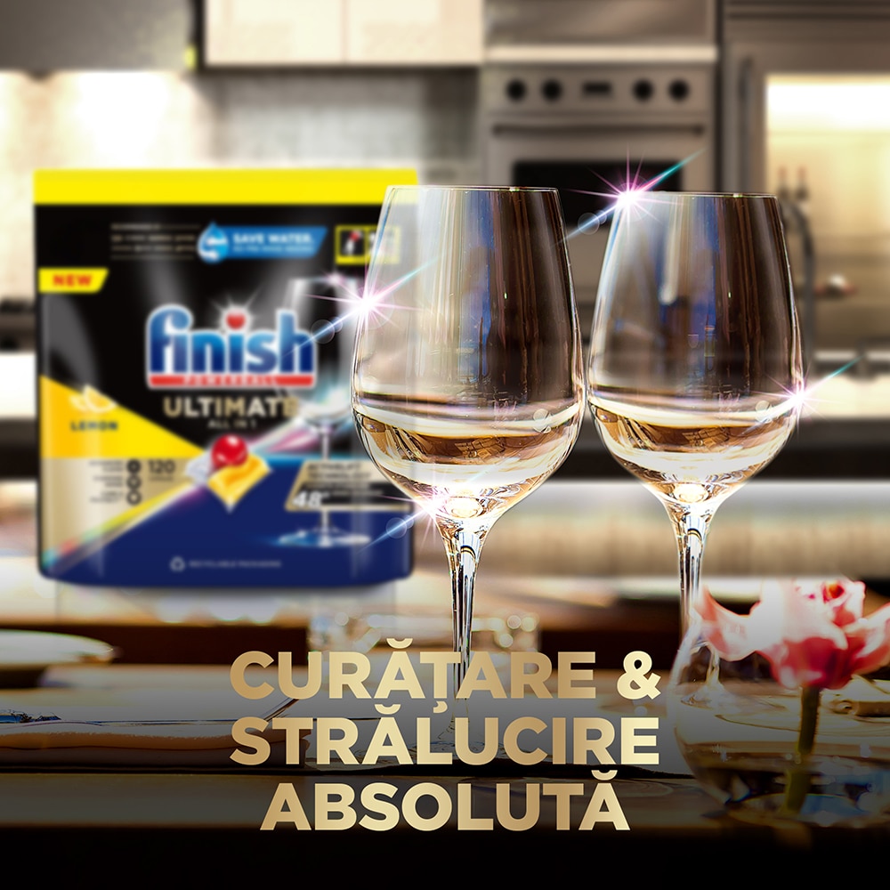 Detergent pentru masina de spalat vase FINISH Ultimate Lemon, 120 capsule