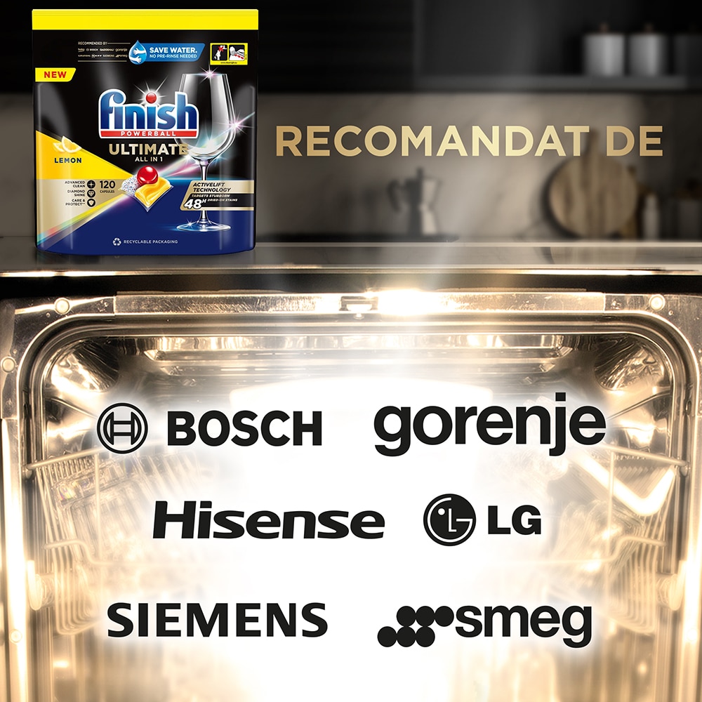 Detergent pentru masina de spalat vase FINISH Ultimate Lemon, 120 capsule
