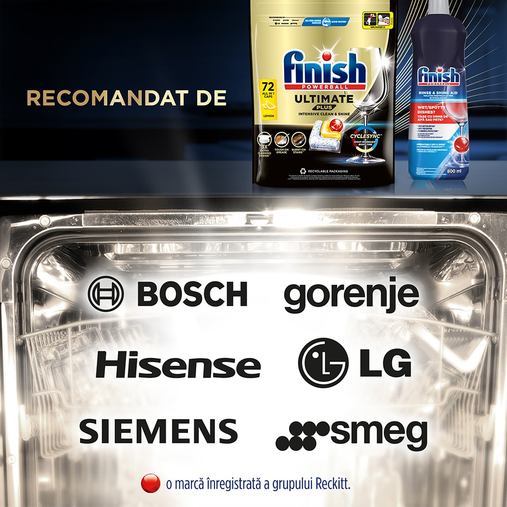 Detergent pentru masina de spalat vase FINISH Ultimate Plus Lemon, 72 capsule