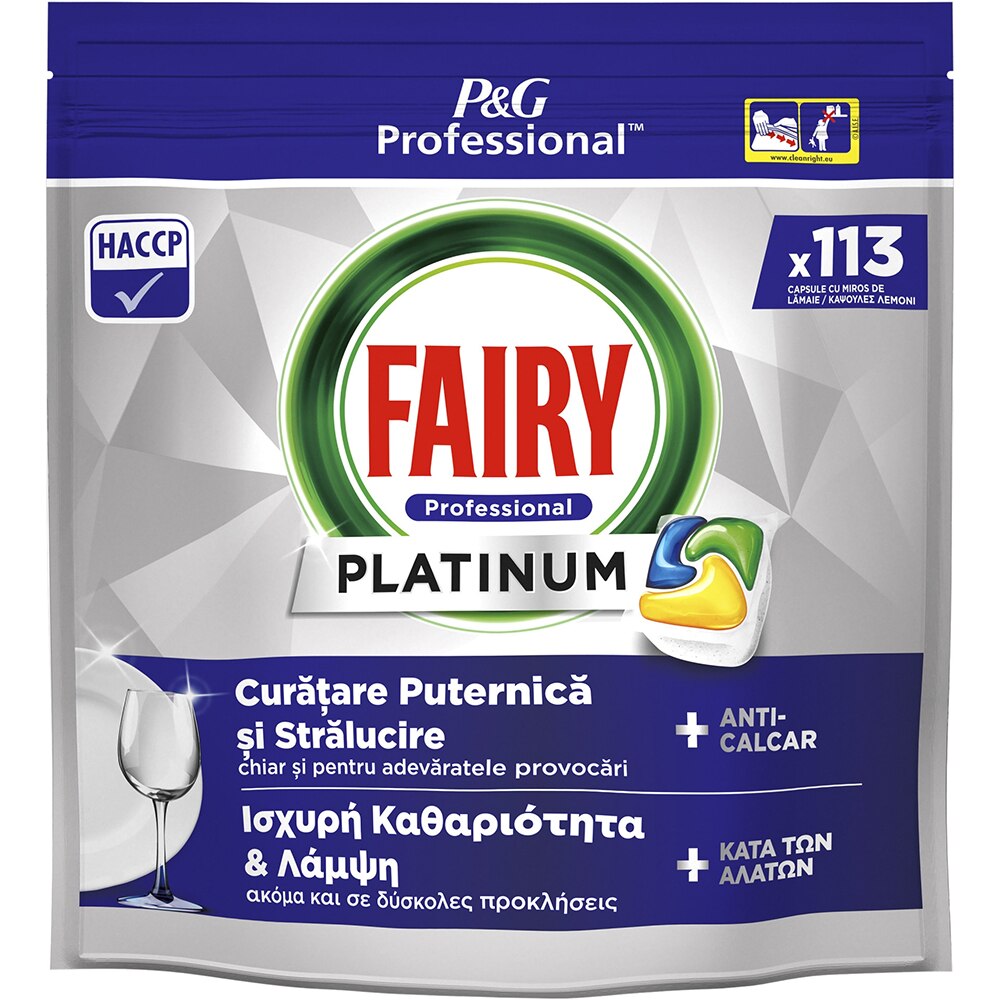 Detergent pentru masina de spalat vase FAIRY Professional Platinum, 113 capsule