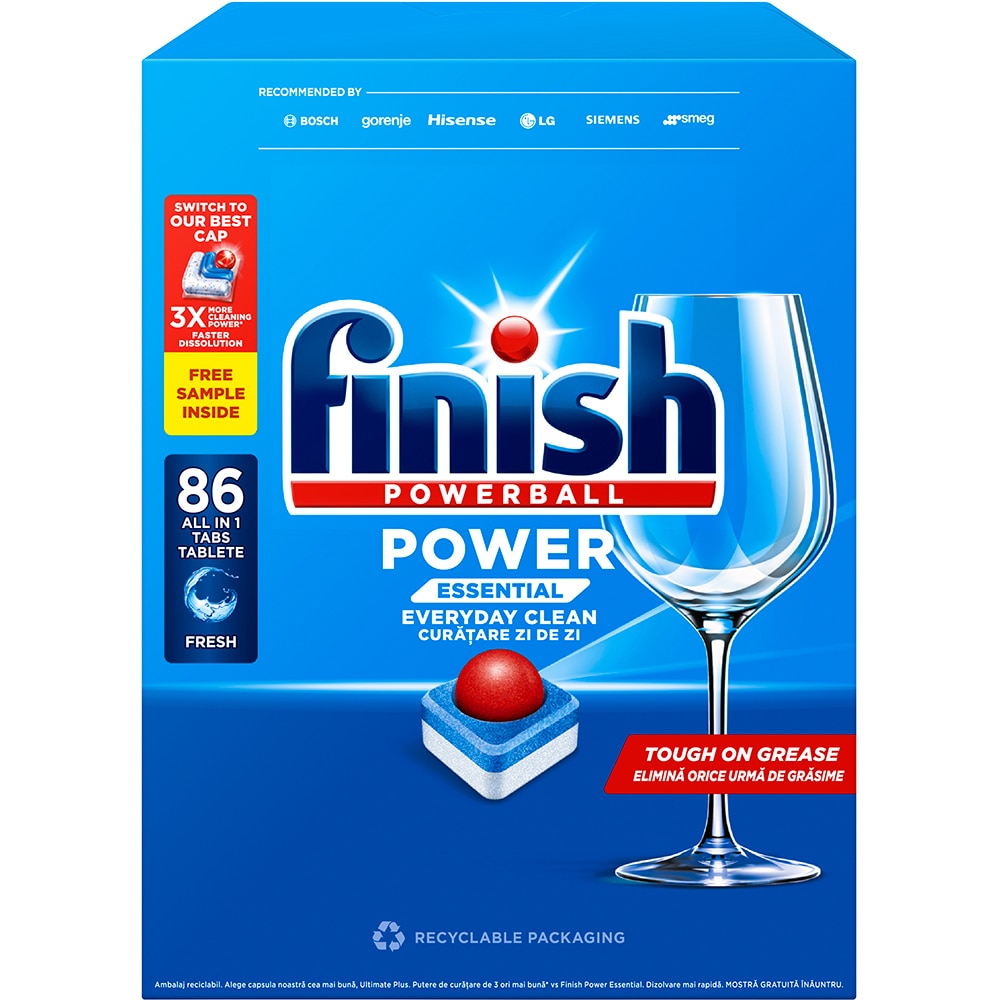Detergent pentru masina de spalat vase FINISH Power Essential, 86 tablete