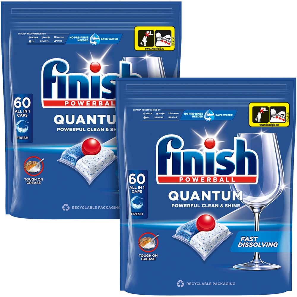 Pachet Detergent pentru masina de spalat vase Finish Quantum, 2x60 buc