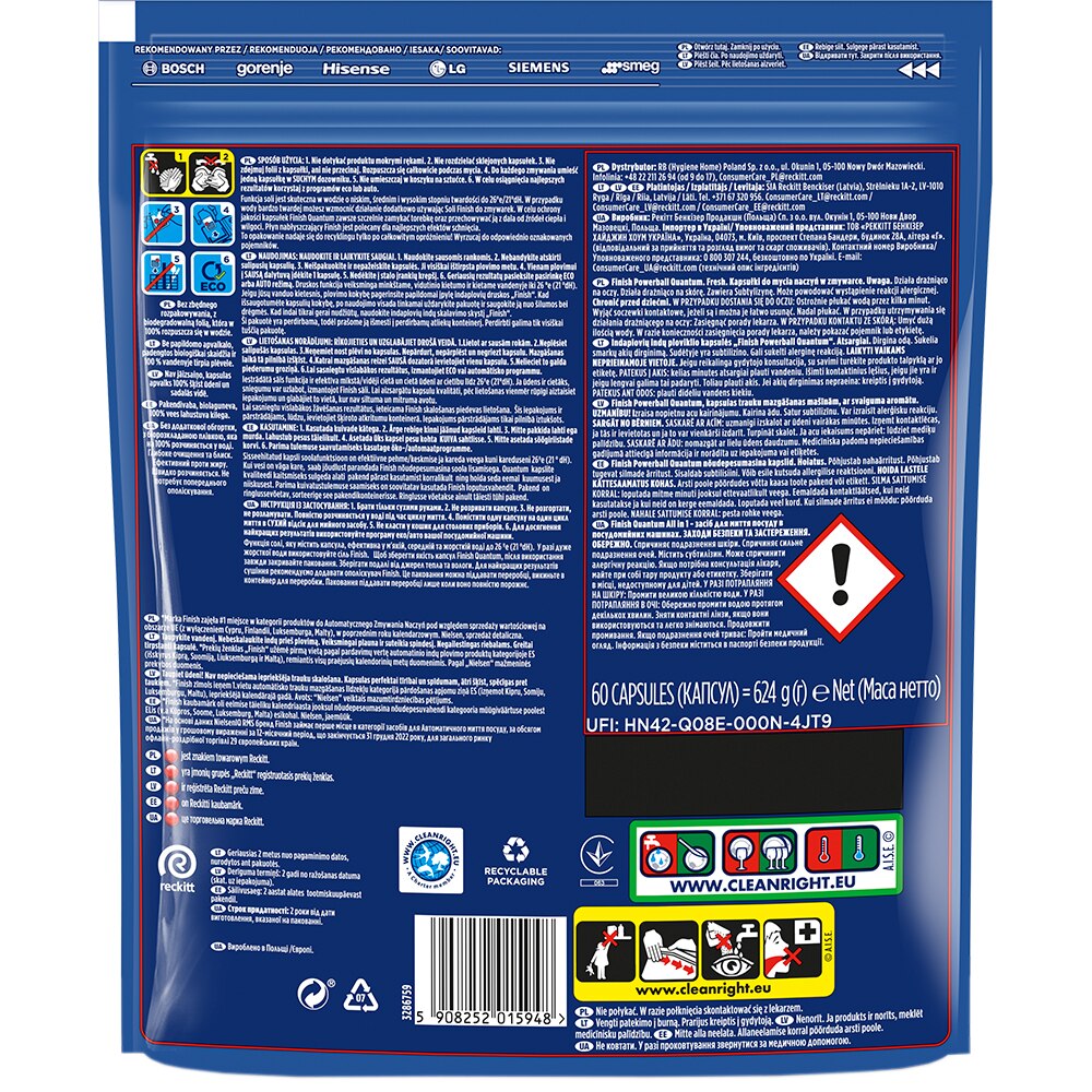 Pachet Detergent pentru masina de spalat vase Finish Quantum, 2x60 buc