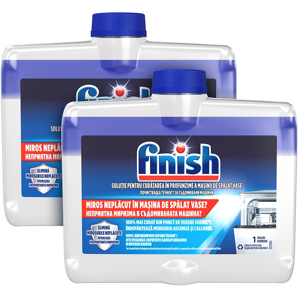 Solutie de curatare masina spalat vase FINISH, 2 x 250ml