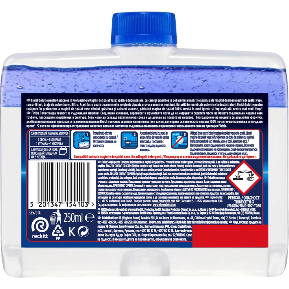 Solutie de curatare masina spalat vase FINISH, 2 x 250ml