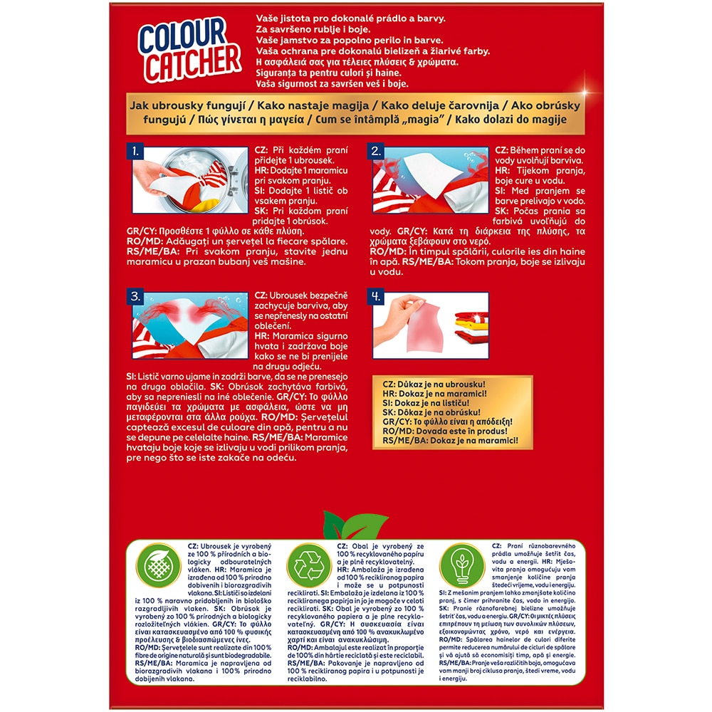 Servetele captatoare culoare K2R Colour Catcher, 52 spalari