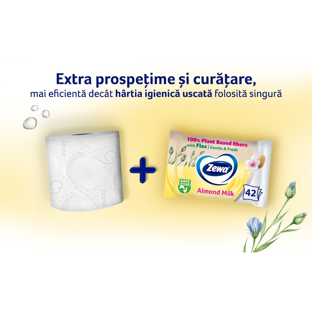 Hartie igienica umeda ZEWA Almond, 42 buc