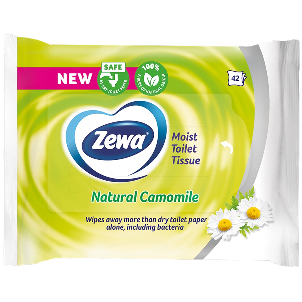 Hartie igienica umeda ZEWA Natural Camomile, 42 bucati