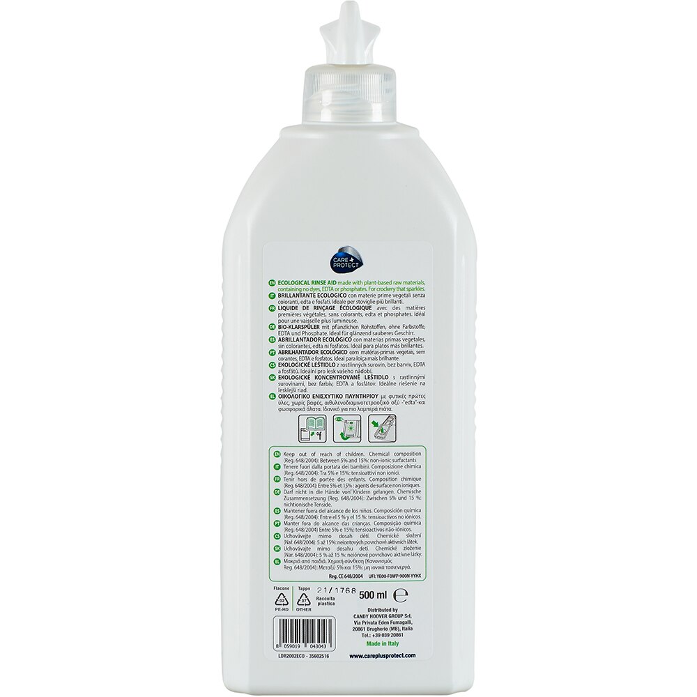 Solutie ecologica pentru clatire masina de spalat vase CANDY Care+Protect, 750 ml