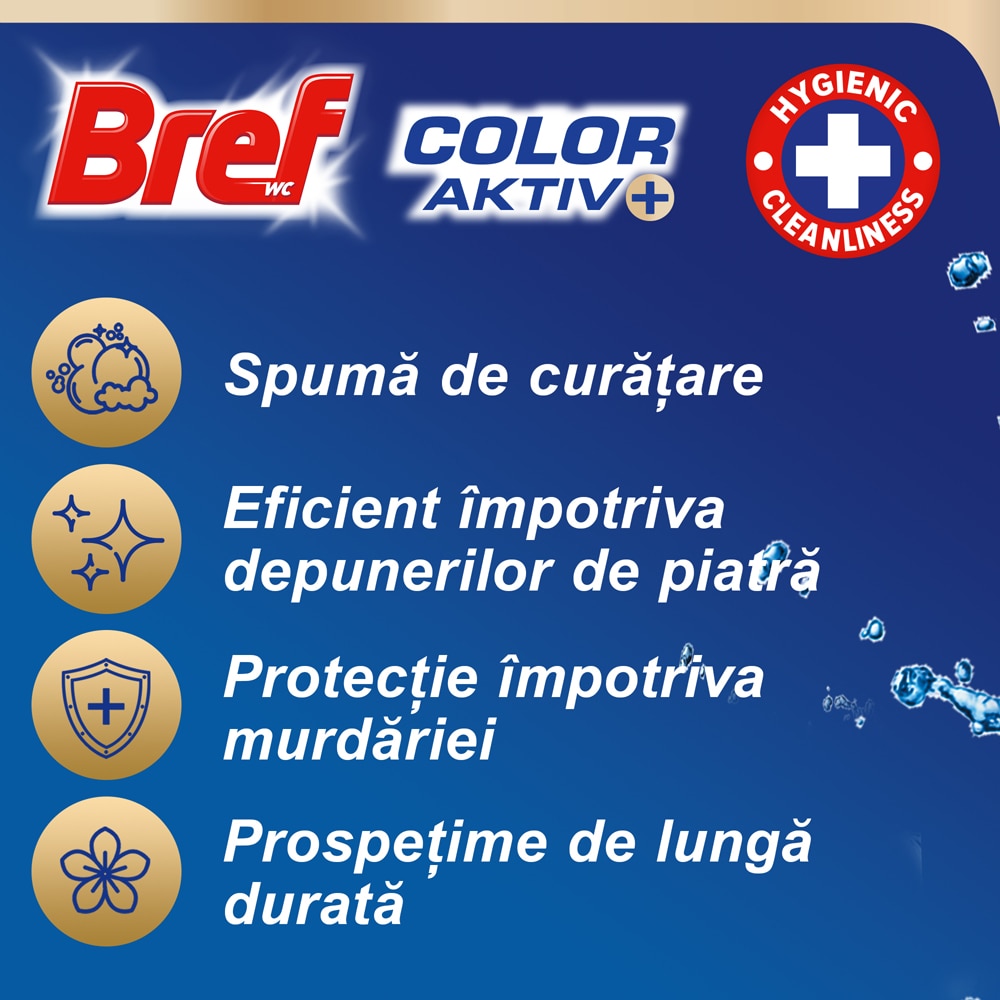 Odorizant toaleta BREF Color Aktiv Eucalyptus, 4 x 50g