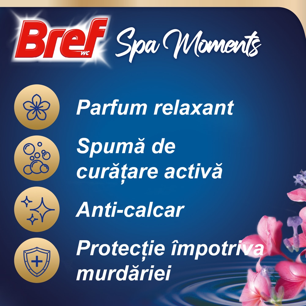 Odorizant toaleta BREF Spa Moments Harmony, 3 x 50g
