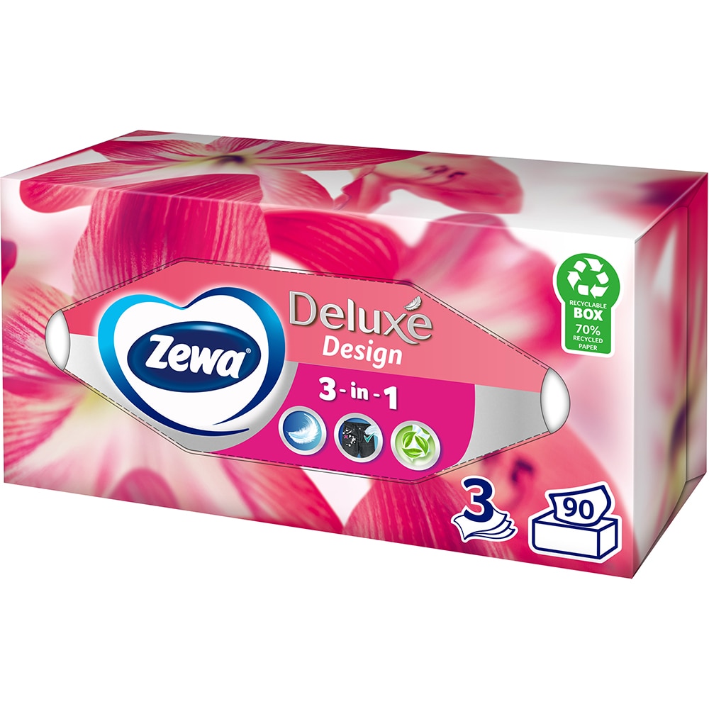 Servetele faciale ZEWA Deluxe Design, 3 straturi, 90 buc