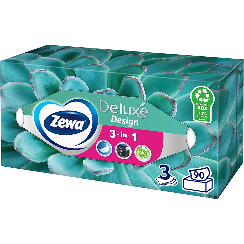 Servetele faciale ZEWA Deluxe Design, 3 straturi, 90 buc