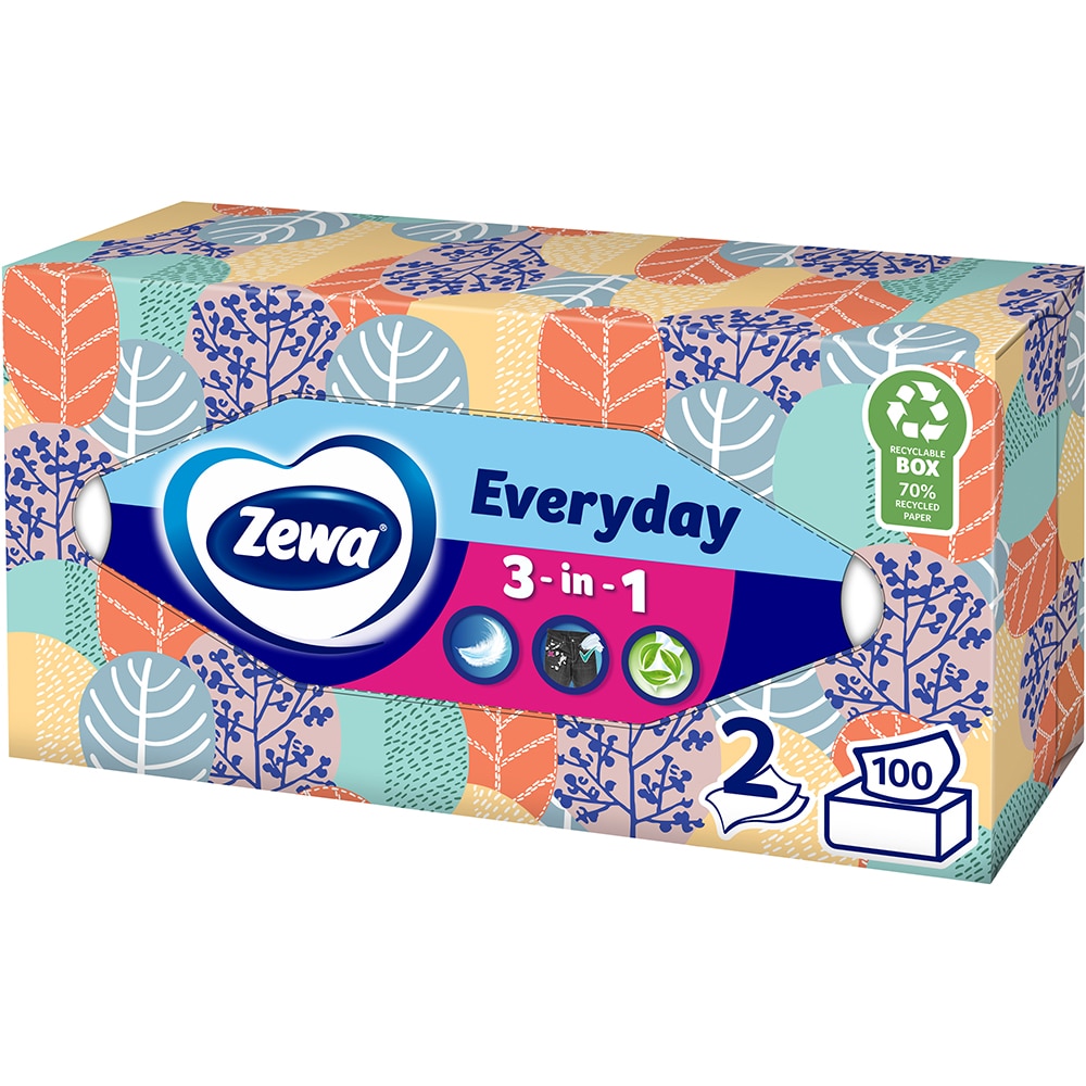 Servetele faciale ZEWA Everyday, 2 straturi, 100 buc