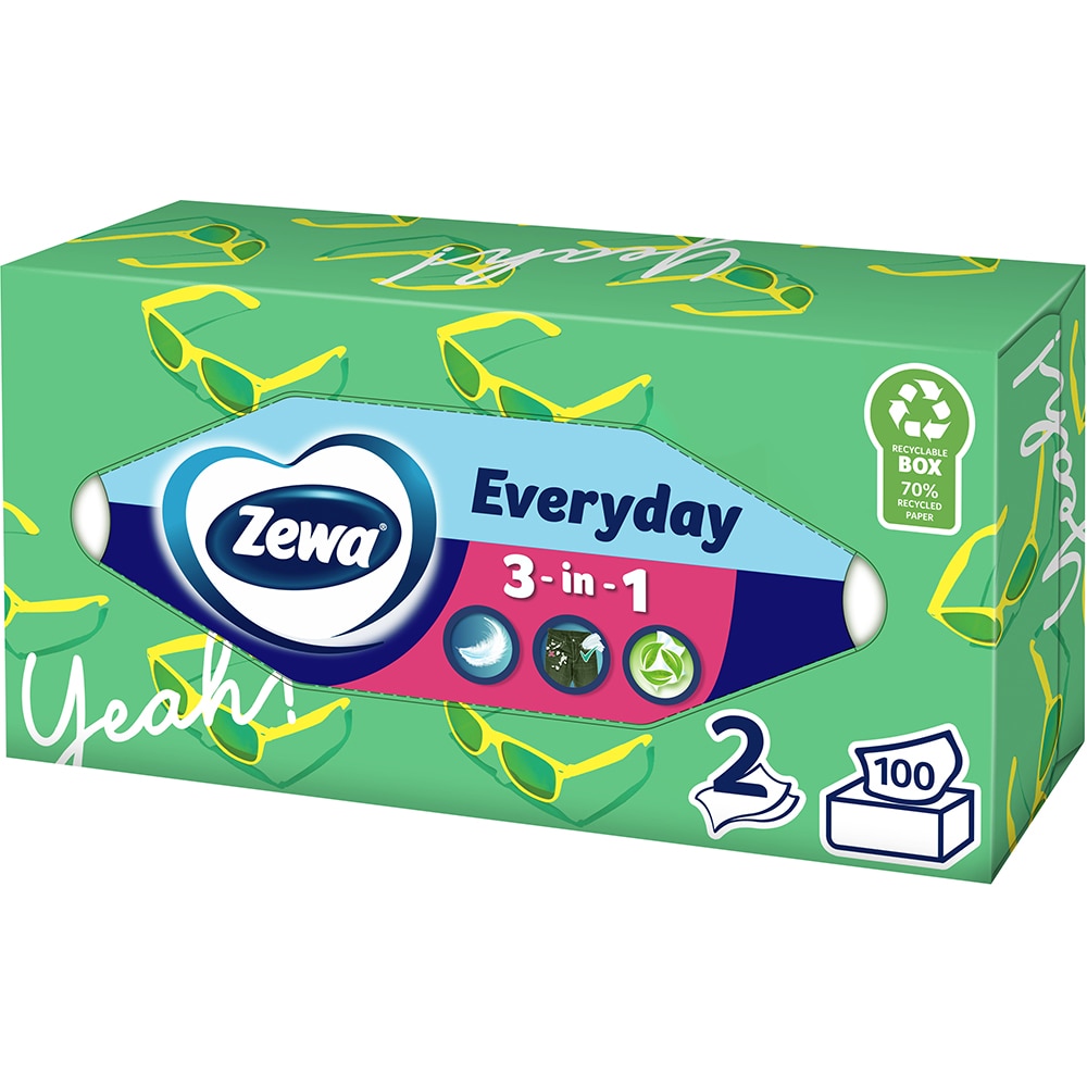 Servetele faciale ZEWA Everyday, 2 straturi, 100 buc