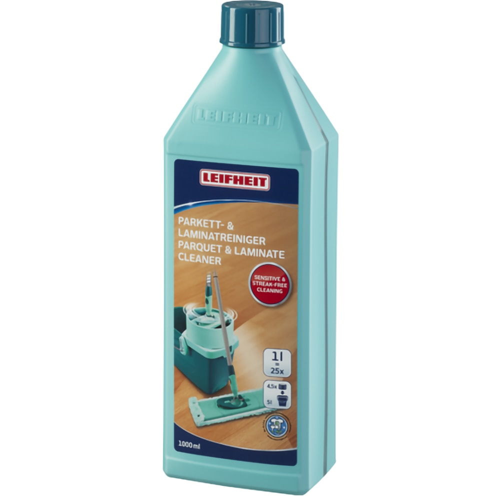 Pachet curatenie LEIFHEIT: Solutie de curatare pardoseli, 1l + Solutie de curatat geamuri, 0.5l + Detergent parchet laminat, 1l