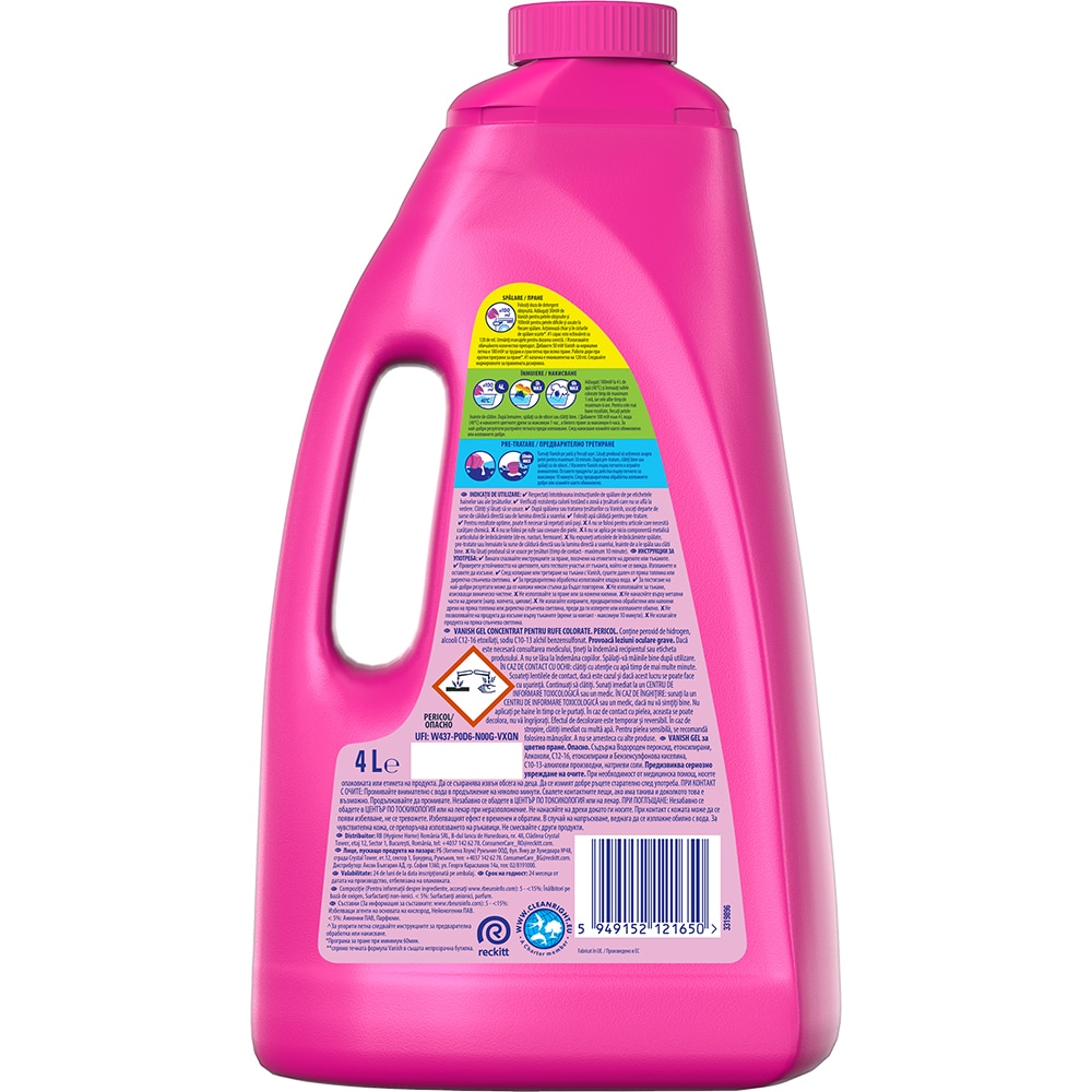 Solutie pentru indepartarea petelor pentru haine colorate VANISH Oxi Action, 4L