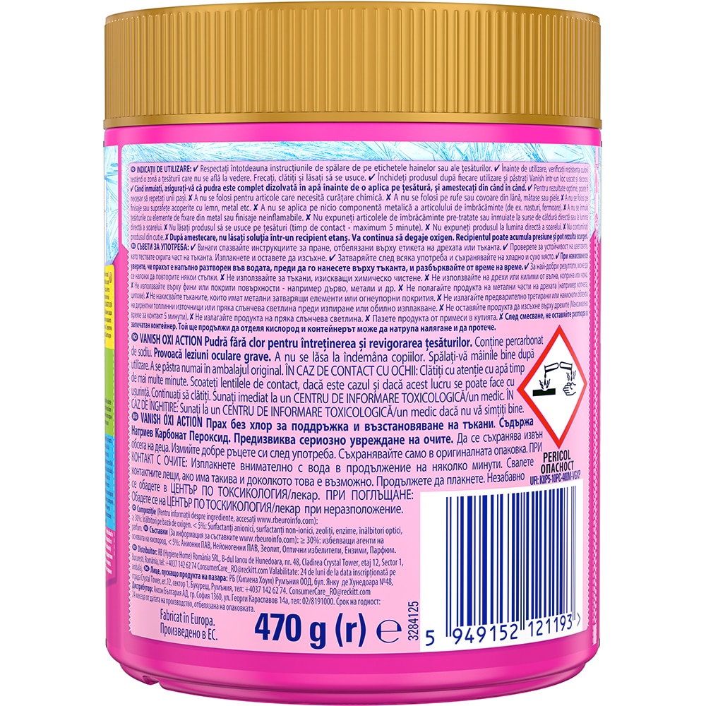 Pudra pentru indepartarea petelor VANISH Oxi Action, haine colorate, 470g