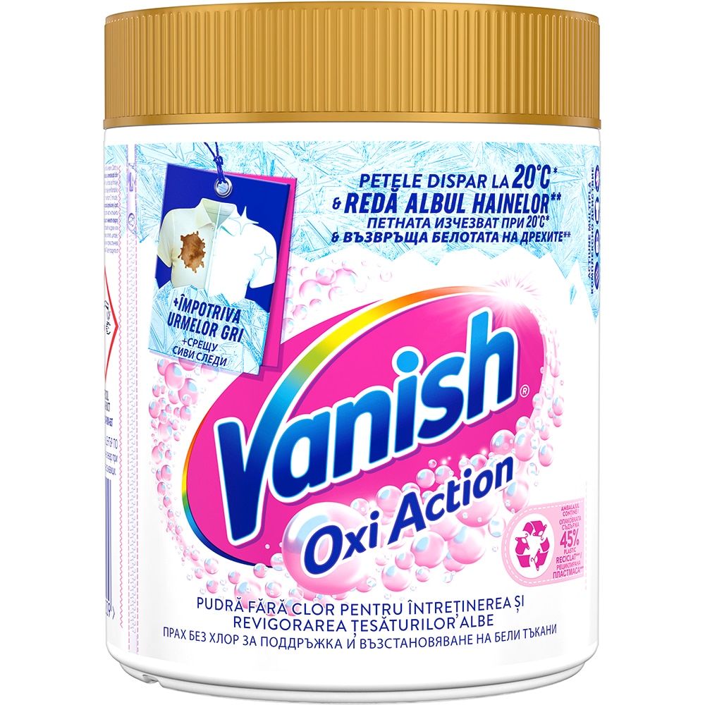 Pudra pentru indepartarea petelor VANISH Oxi Action, haine albe, 470g