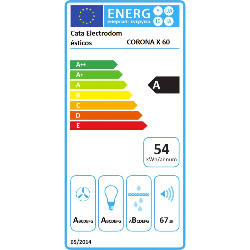 Hota incorporabila CATA Corona X 60, 1 motor, 850 m3/h, L 60 cm, inox